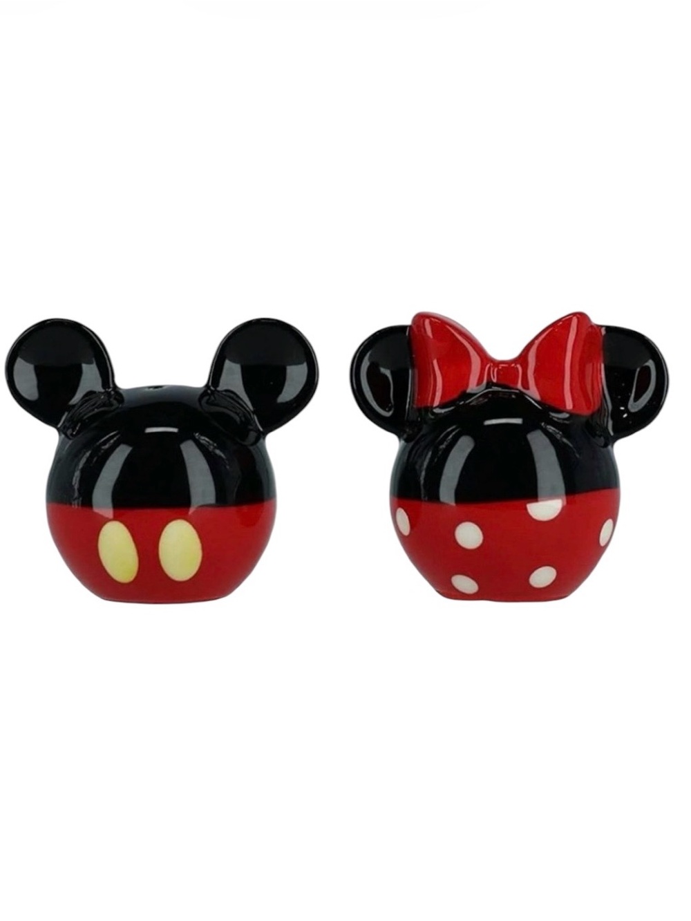 Disney Mickey & Minnie Mouse Ceramic Salt & Pepper Shaker Set in Red/Black